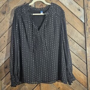 Old Navy Chiffon Black and Silver Blouse Sz XXL Like New
